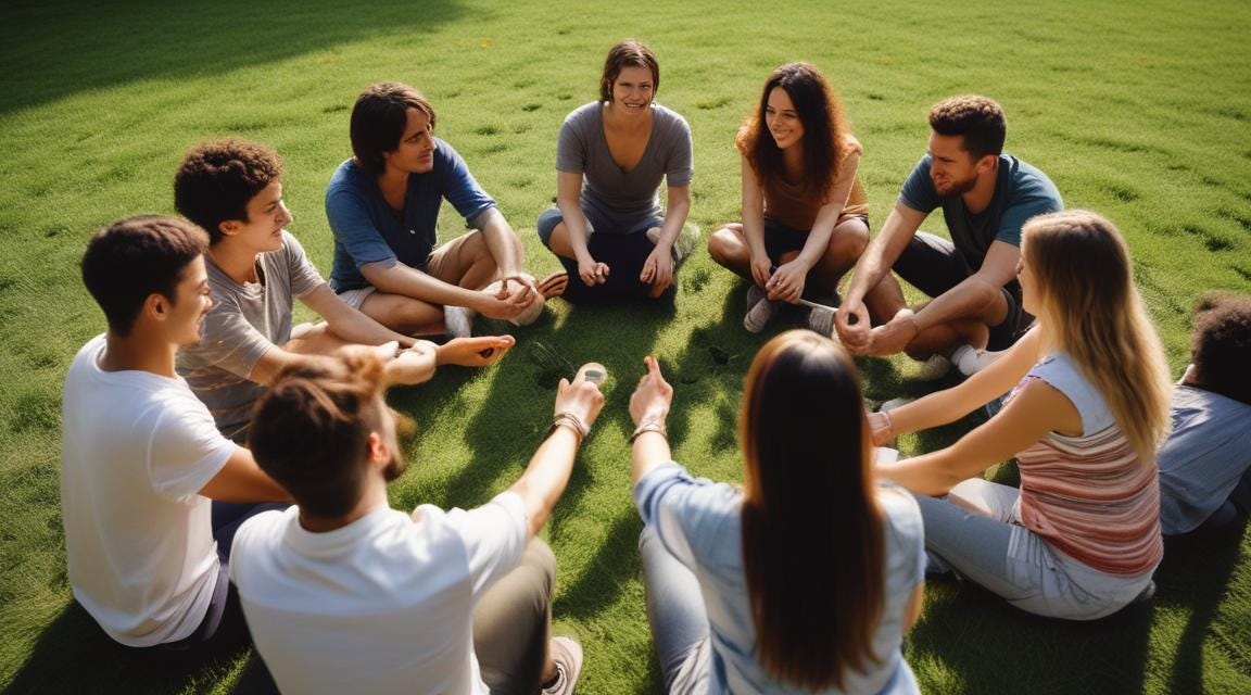 people sharing good vibes in a circle