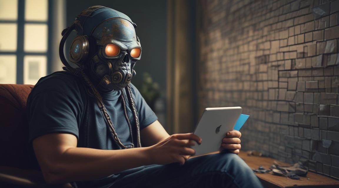 teenager scrolling through twitter, fantasizing about apocalypse