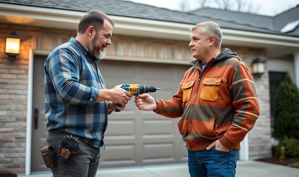 Man borrowing a drill from his neighbor, in an AI universe. This could happen here.